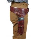 (.22 cal) Western Gun Belt and Holster - RH Draw - Auburn Tooled Leather