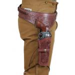(.22 RH) Western Gun Belt and Holster - RH Draw - Clay-Colored Tooled Leather