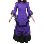  Victorian,Old West, Ladies Dresses and Suits Purple Cotton Floral Suits,Dresses |Antique, Vintage, Old Fashioned, Wedding, Theatrical, Reenacting Costume |