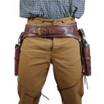 (disco)-(.44/.45 cal) Western Gun Belt and Holster - Double - Clay Tooled Leather