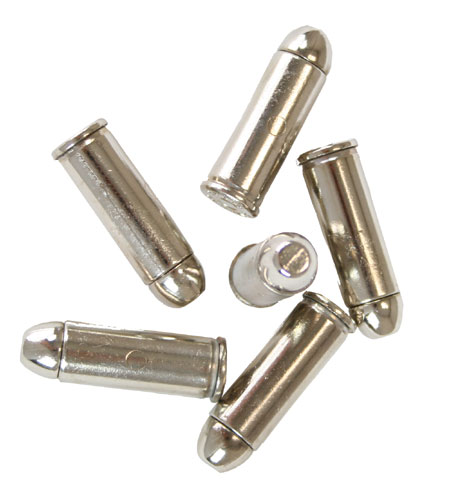 Victorian Mens Silver Dummy Amm | Dickens | Downton Abbey | Edwardian || Dummy Bullets, set of 6 - Silver .45 cal