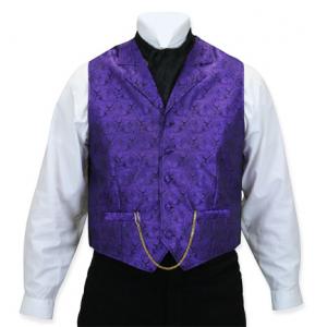  Victorian,Old West Mens Vests Purple Satin,Microfiber,Synthetic Paisley Dress Vests |Antique, Vintage, Old Fashioned, Wedding, Theatrical, Reenacting Costume |