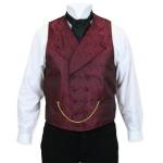  Victorian,Old West, Mens Vests Burgundy Satin,Synthetic,Microfiber Paisley Dress Vests |Antique, Vintage, Old Fashioned, Wedding, Theatrical, Reenacting Costume |