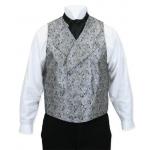  Victorian,Old West, Mens Vests Silver,Gray Satin,Synthetic,Microfiber Paisley Dress Vests |Antique, Vintage, Old Fashioned, Wedding, Theatrical, Reenacting Costume |