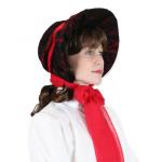 (disco)-Lace Victorian Bonnet - Black and Red with Red Tie