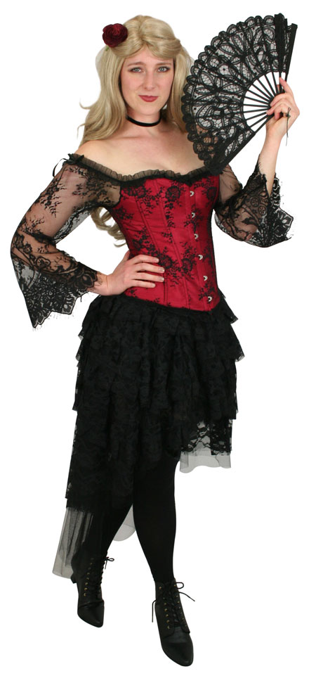 Steampunk Ladies Black Solid,Lacy Dress Skirt | Gothic | Pirate | LARP | Cosplay | Retro | Vampire || Ophelie Skirt - Black