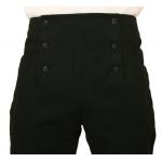 Regency Fall Front Trousers - Black Brushed Cotton