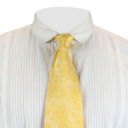Victorian Mens Yellow Paisley Four-In-Hand Tie | Dickens | Downton Abbey | Edwardian || Ambrose Butter Brocade Four-In-Hand Tie - Gold
