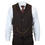 (disco)-Garner Vest - Brown Pinstripe