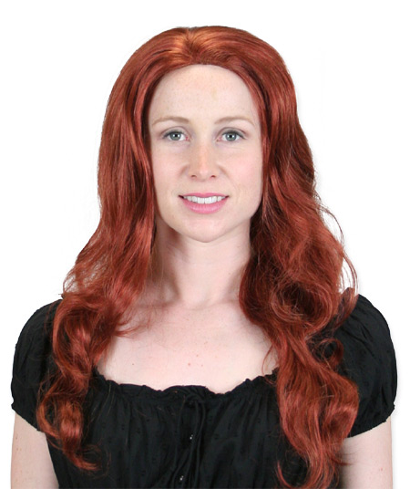 Long Curled Wig - Bright Red Auburn