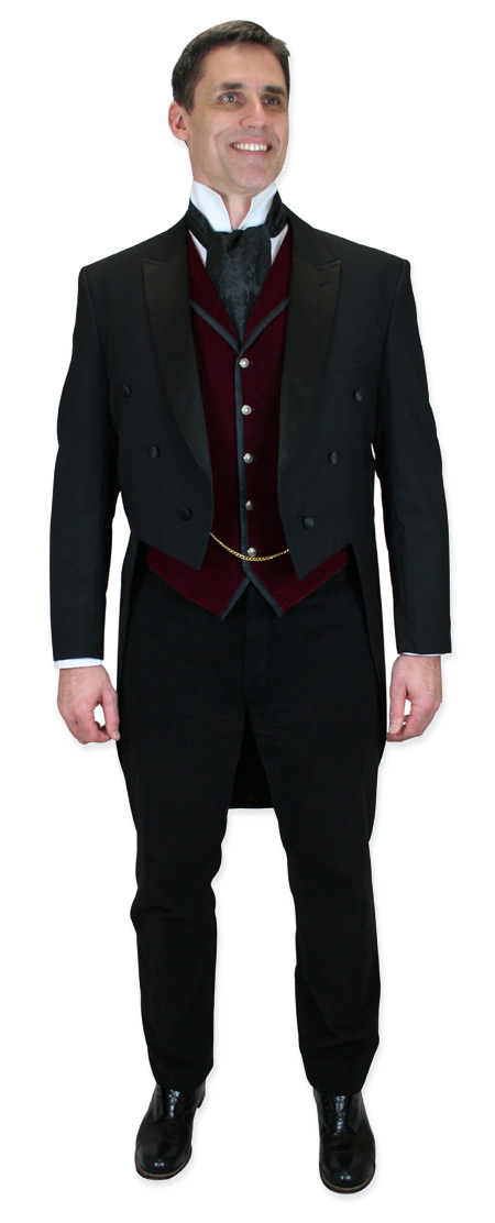 1800s Mens Burgundy,Red Velvet Solid Notch Collar Dress Vest | 19th Century | Historical | Period Clothing | Theatrical || Bonaventure Vest - Burgundy Velvet