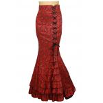  Victorian,Steampunk Ladies Skirts Red Satin,Synthetic Floral Dress Skirts |Antique, Vintage, Old Fashioned, Wedding, Theatrical, Reenacting Costume |