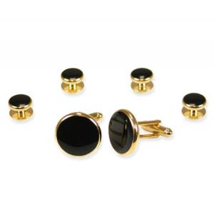  Victorian,Edwardian Mens Ties Gold,Black Alloy,Enamel Studs and Cufflinks |Antique, Vintage, Old Fashioned, Wedding, Theatrical, Reenacting Costume |