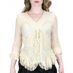 (disco)-Aurora Lace Up Blouse - Cream