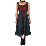 (disco)-Bronwyn Brocade Dress - Black/Red