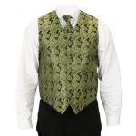 (disco)-Fontaine Vest and Tie Set - Olive