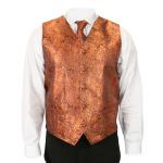  Victorian,Old West, Mens Vests Orange Satin,Synthetic,Microfiber Paisley Dress Vests,Tie Included |Antique, Vintage, Old Fashioned, Wedding, Theatrical, Reenacting Costume |