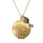 (disco)-Charm Necklace - Locket and Key