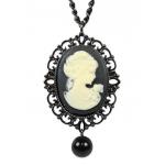 (disco)-Black Cameo Necklace