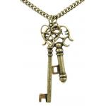 (disco)-Charm Necklace with 2 Antique Gold Keys