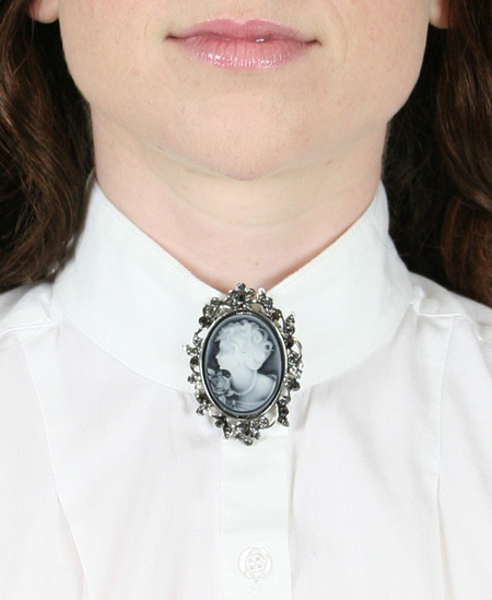 Wedding Ladies Silver Pin | Formal | Bridal | Prom | Tuxedo || Cameo Brooch - Gray and Silver