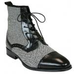 (disco)-Mens Tweed Boot - Black Leather