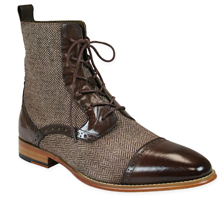tweed and leather boots