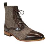 (disco)-Mens Tweed Boot - Chocolate Brown Leather