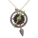 (disco)-Cogs and Arrows Necklace - Silver/Gold