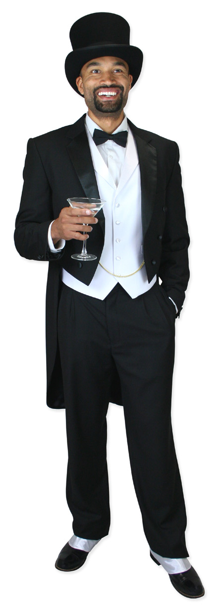 Vintage Mens Black,White Solid Tuxedo | Romantic | Old Fashioned | Traditional | Classic || 3-Piece Black Tuxedo - White Vest