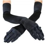 Opera Length Satin Gloves - Black