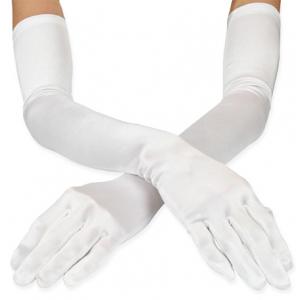  Victorian,Old West,Edwardian Ladies Accessories White Satin,Synthetic Gloves |Antique, Vintage, Old Fashioned, Wedding, Theatrical, Reenacting Costume |