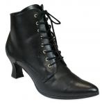 Victorian Ankle Boot - Black Faux Leather