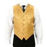  Victorian,Old West, Mens Vests Gold Satin,Synthetic,Microfiber Floral Dress Vests |Antique, Vintage, Old Fashioned, Wedding, Theatrical, Reenacting Costume |