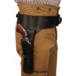 (.22 cal) Western Gun Belt and Holster - RH Draw - Plain Brown Leather