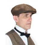  Victorian,Steampunk, Mens Hats Brown Linen Caps,Flat Caps |Antique, Vintage, Old Fashioned, Wedding, Theatrical, Reenacting Costume | Nanny and Chimneysweep