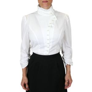  Victorian,Steampunk,Edwardian Ladies Blouses White Synthetic Solid Fitted Blouses,Fancy Blouses |Antique, Vintage, Old Fashioned, Wedding, Theatrical, Reenacting Costume | Suffragist