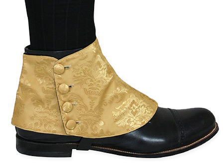 Premium Mens Button Spats - Gold Jacquard (One Pair)