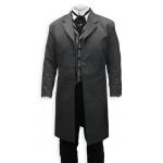  Victorian,Old West, Mens Coats Gray Cotton Blend Solid Frock Coats,Matched Separates |Antique, Vintage, Old Fashioned, Wedding, Theatrical, Reenacting Costume |