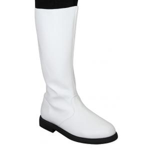  Victorian,Steampunk Mens Footwear White Faux Leather Tall Boots |Antique, Vintage, Old Fashioned, Wedding, Theatrical, Reenacting Costume | Adventurer,Aviator,Mad Scientist