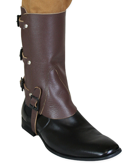 Extreme Leather Gaiters Brown with Beige Piping 