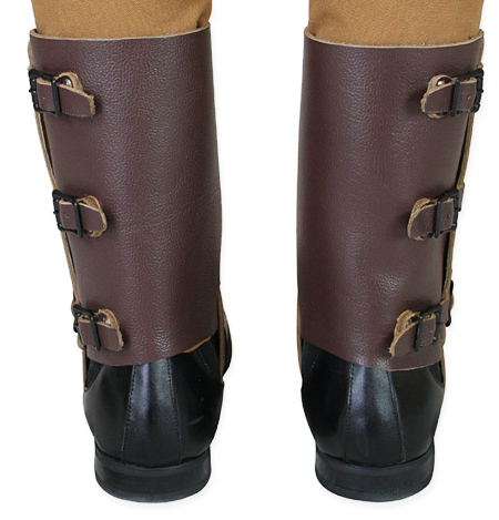 Brown with Beige Piping Extreme Leather Gaiters 