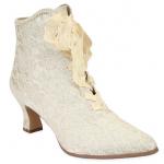  Victorian,Old West,Steampunk,Edwardian Ladies Footwear Ivory Lace Ankle Boots |Antique, Vintage, Old Fashioned, Wedding, Theatrical, Reenacting Costume | Dickens