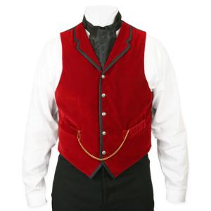  Victorian,Steampunk,Edwardian Mens Vests Red Velvet Solid Dress Vests,Velvet Vests |Antique, Vintage, Old Fashioned, Wedding, Theatrical, Reenacting Costume | Dickens