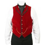  Victorian,Steampunk, Mens Vests Red Velvet Solid Dress Vests,Velvet Vests |Antique, Vintage, Old Fashioned, Wedding, Theatrical, Reenacting Costume |