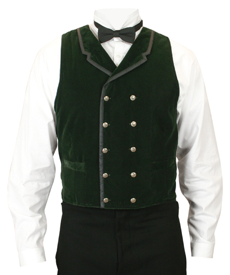 Vintage Mens Green Velvet Solid Notch Collar Dress Vest | Romantic | Old Fashioned | Traditional | Classic || Gramercy Vest - Green Velvet