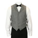 (disco)-Ridgewood Herringbone Tweed Vest - Black and White