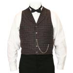  Victorian,Old West, Mens Vests Red,Black Wool Blend,Synthetic Plaid Dress Vests,Work Vests |Antique, Vintage, Old Fashioned, Wedding, Theatrical, Reenacting Costume |