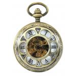 Sprockets Mechanical Pocket Watch with Roman Numerals - Antique Gold