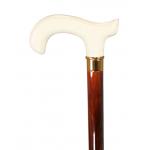Faux Ivory Derby Walking Stick - Gold Tone